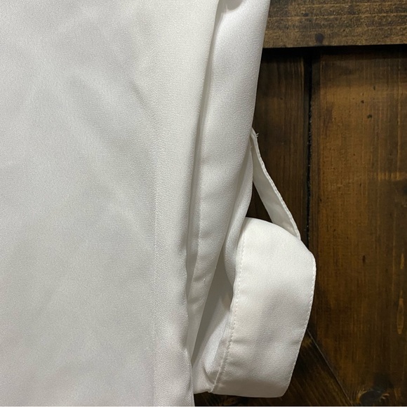 BCX Blouse Light Weight Sheer Partial Zip Blouse Top Shirt Size Small White - Picture 10 of 16